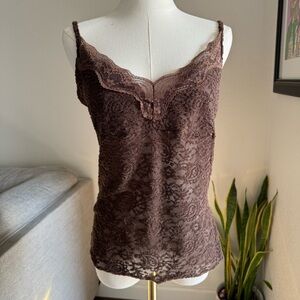 Brown Lace Tank Top Shein Medium Boho M Sexy Whimsigoth Adjustable Straps